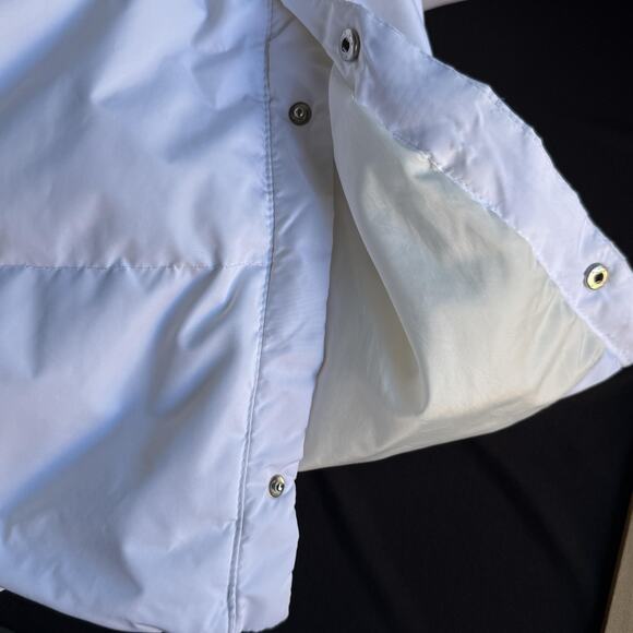 NERDY Coat Small White Long Hooded Down Puffer Parka Stripe Logo Full Zip - Picture 8 of 14